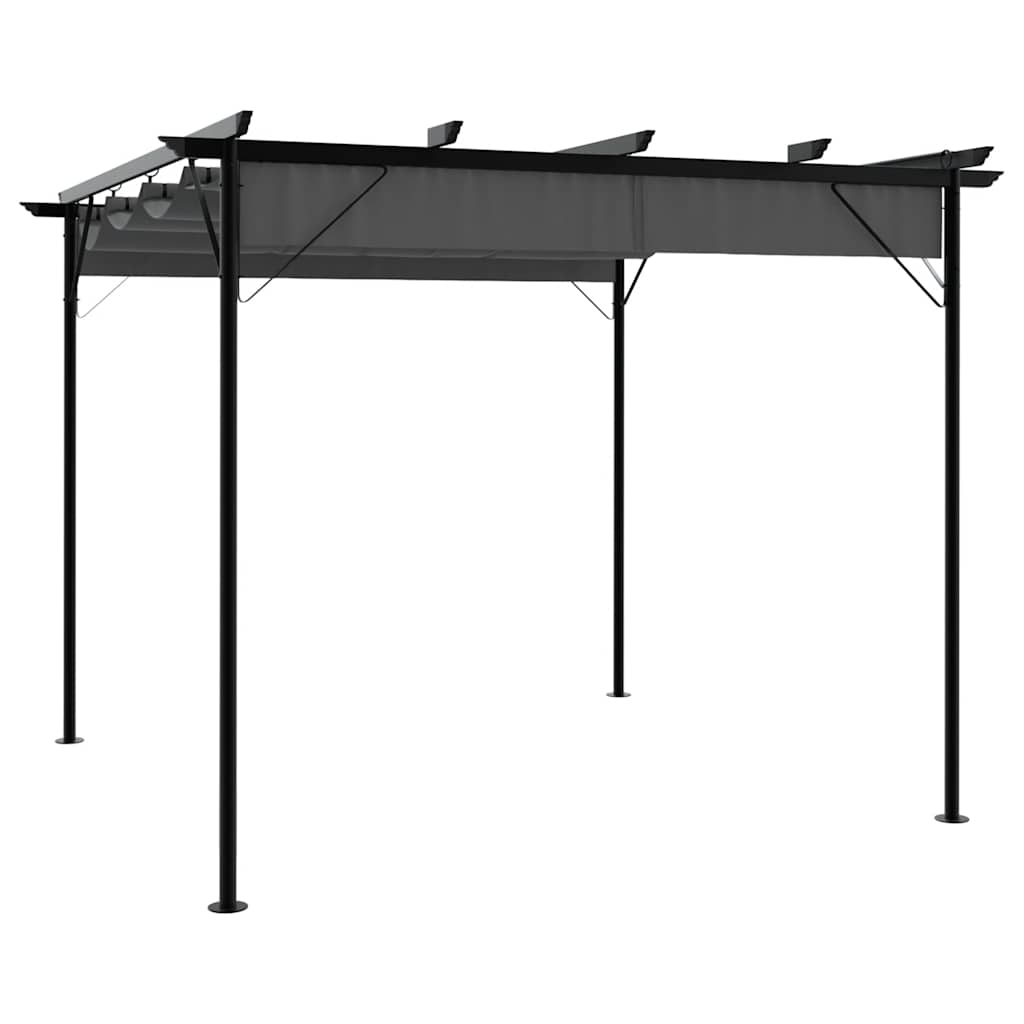 vidaXL Pergola avec support de trek dak 180 g/m² 3x3 m acier antracietkleur