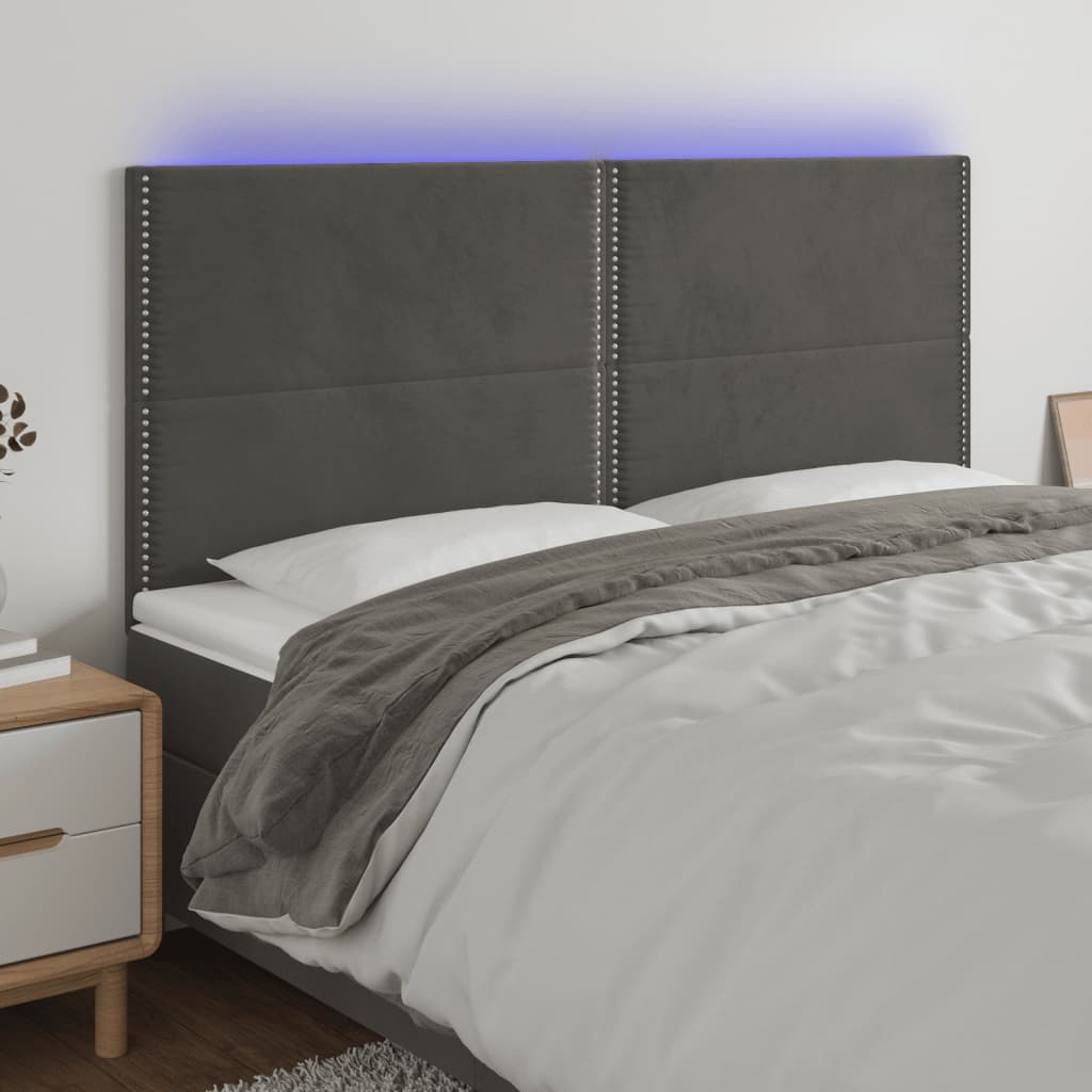 vidaXL Hoofdbord LED 80x5x78/88 cm fluweel lichtgrijs