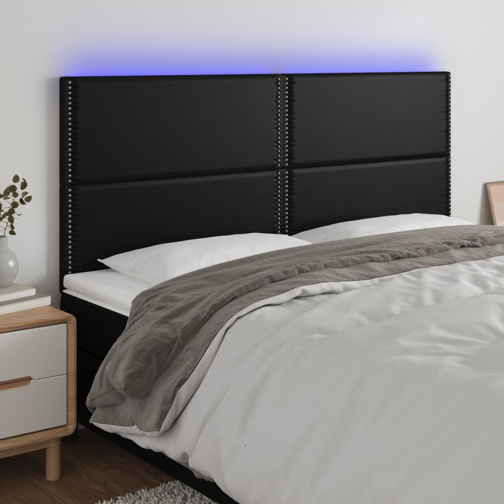 vidaXL Headboard LED 80x5x78/88 cm faux leather black