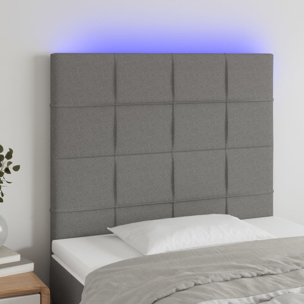 vidaXL Hoofdbord LED 80x5x78/88 cm stof lichtgrijs