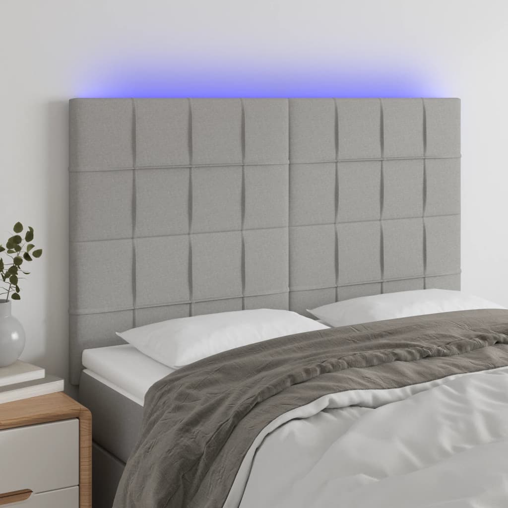 vidaXL Hoofdbord LED 80x5x78/88 cm stof lichtgrijs