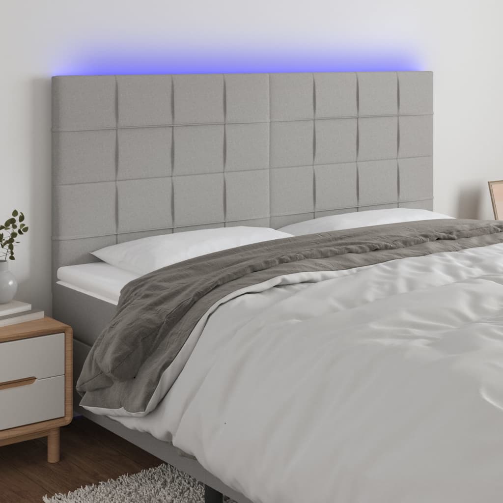vidaXL Hoofdbord LED 80x5x78/88 cm stof lichtgrijs