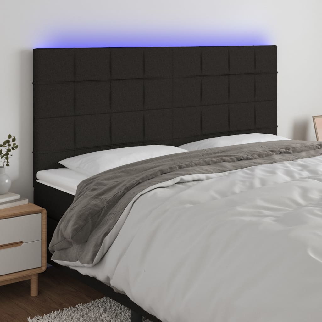 vidaXL Hoofdbord LED 80x5x78/88 cm stof lichtgrijs