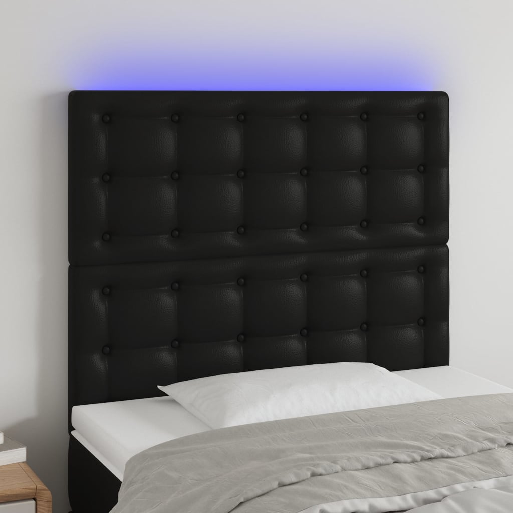 vidaXL Hoofdbord LED 80x5x78/88 cm kunstleer zwart