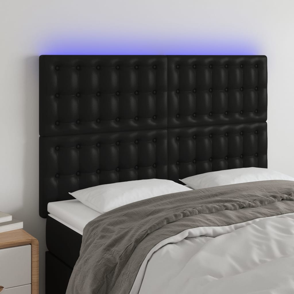 vidaXL Hoofdbord LED 80x5x78/88 cm kunstleer zwart
