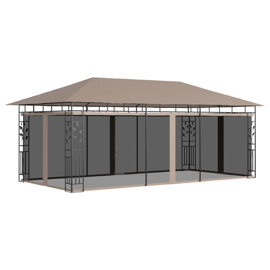 vidaXL Prieel met klamboe 3x3x2,73 m 180 g/m² taupe