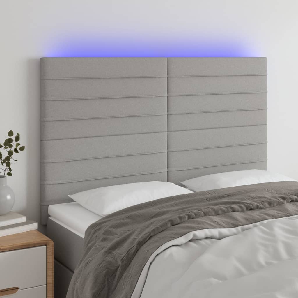 vidaXL Hoofdbord LED 80x5x78/88 cm stof lichtgrijs