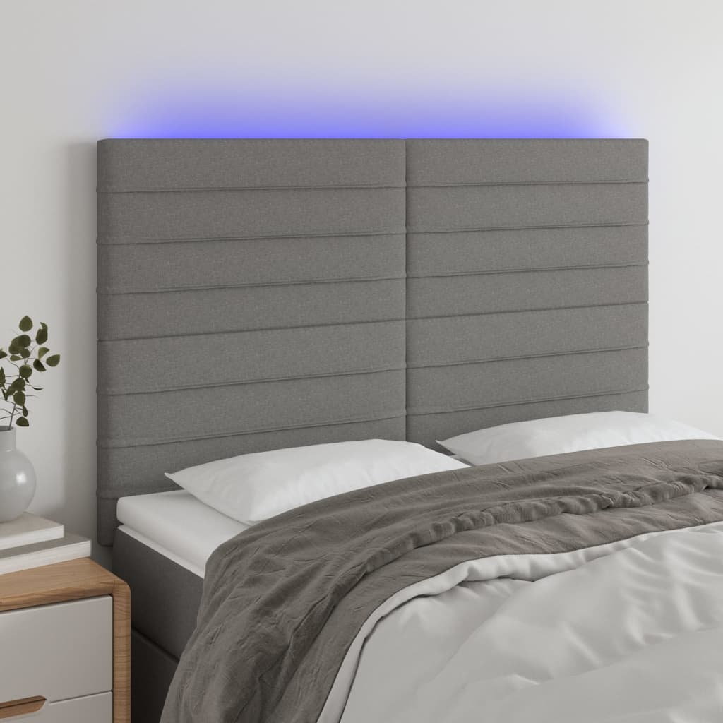 vidaXL Hoofdbord LED 80x5x78/88 cm stof lichtgrijs