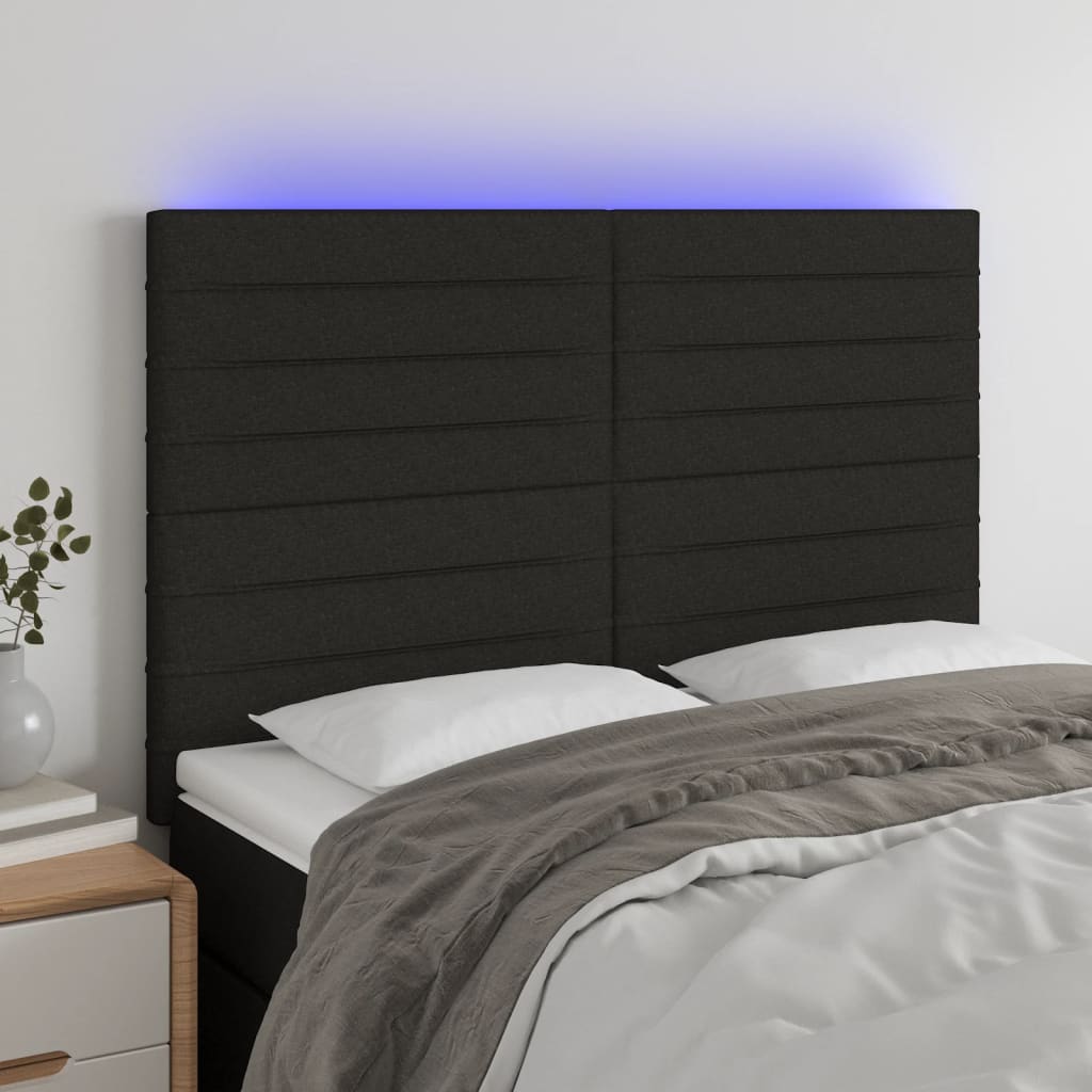 vidaXL Hoofdbord LED 80x5x78/88 cm stof lichtgrijs