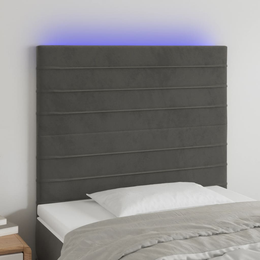 vidaXL Headboard LED 80x5x78/88 cm velvet light grey