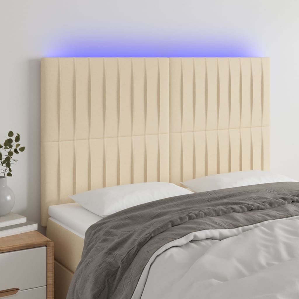 vidaXL Hoofdbord LED 80x5x78/88 cm stof lichtgrijs