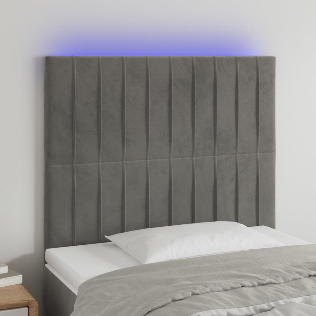 vidaXL LED Headboard 80x5x78/88 cm Velvet Light Grey