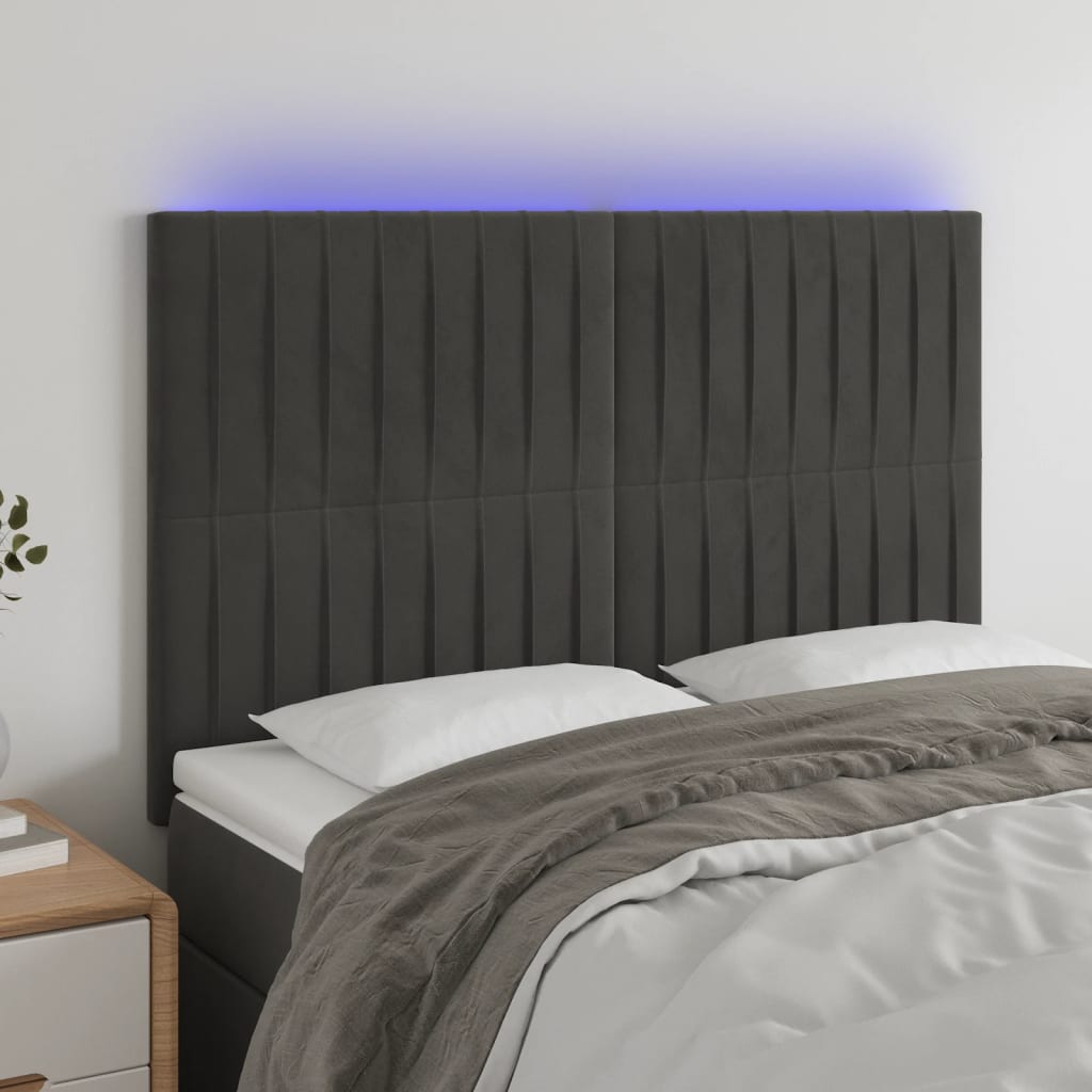 vidaXL LED Headboard 80x5x78/88 cm Velvet Light Grey