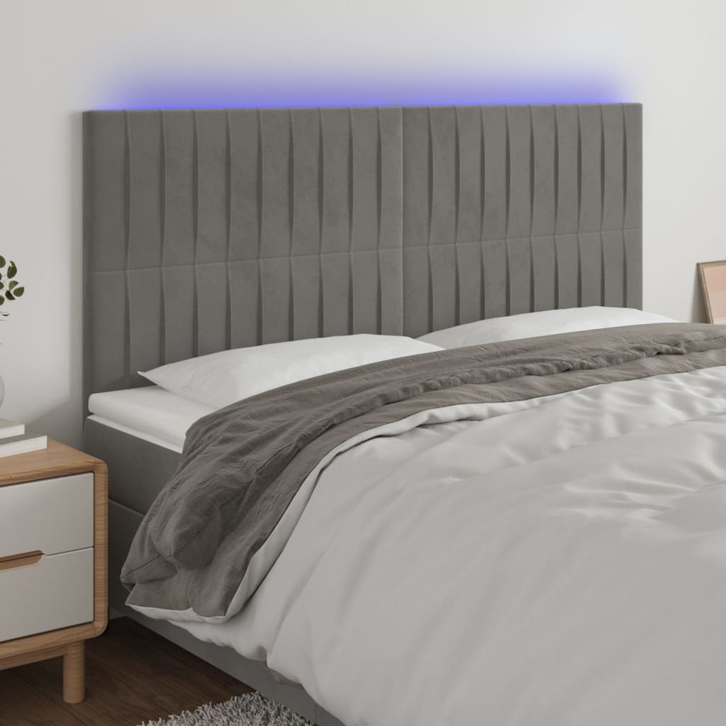 vidaXL LED Headboard 80x5x78/88 cm Velvet Light Grey