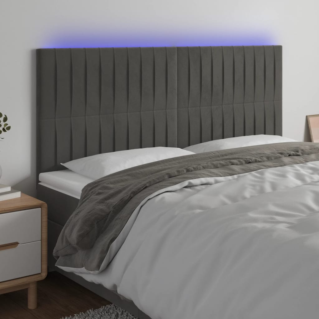 vidaXL LED Headboard 80x5x78/88 cm Velvet Light Grey