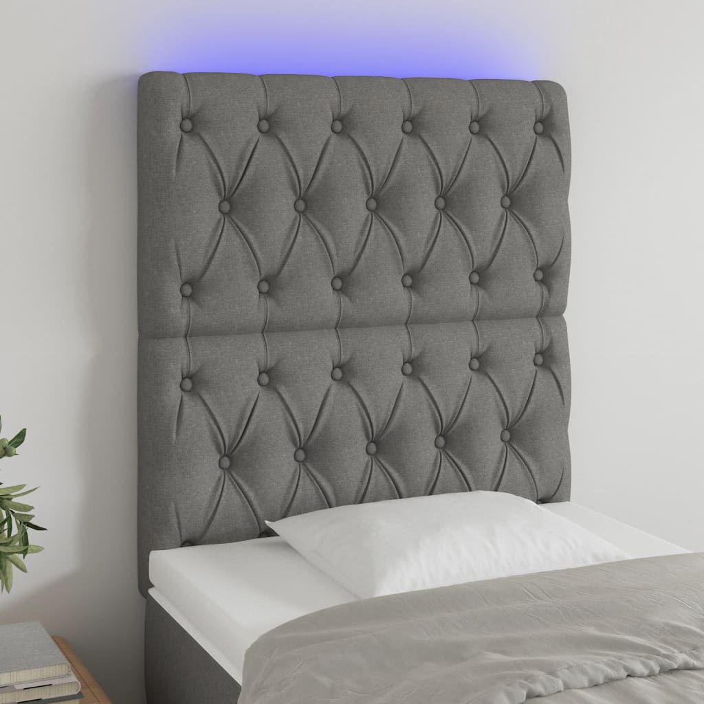 vidaXL Hoofdbord LED 80x7x78/88 cm stof lichtgrijs