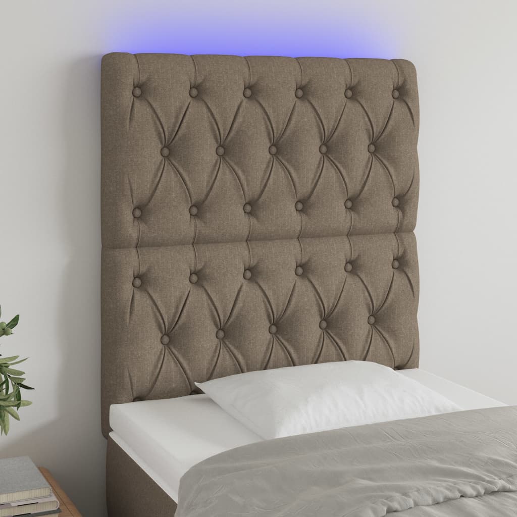 vidaXL Hoofdbord LED 80x7x78/88 cm stof lichtgrijs