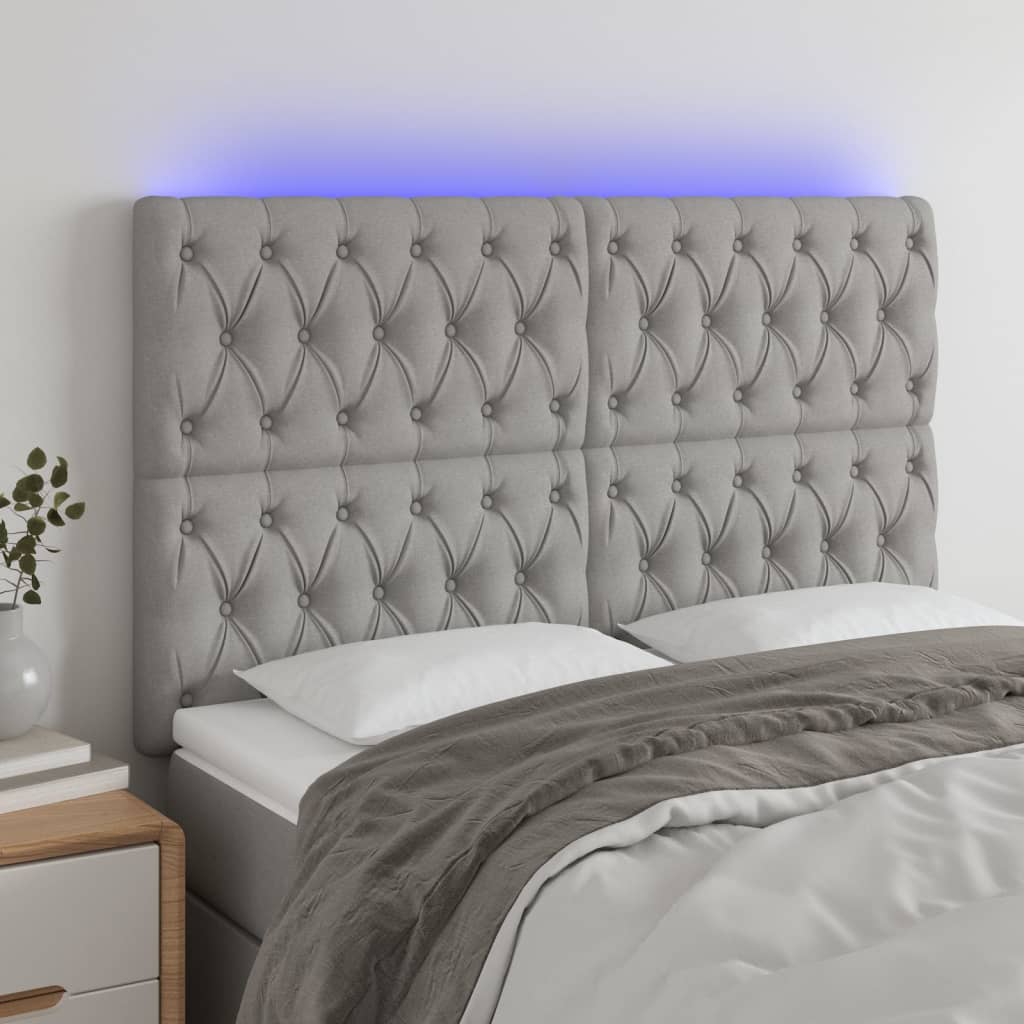 vidaXL Hoofdbord LED 80x7x78/88 cm stof lichtgrijs