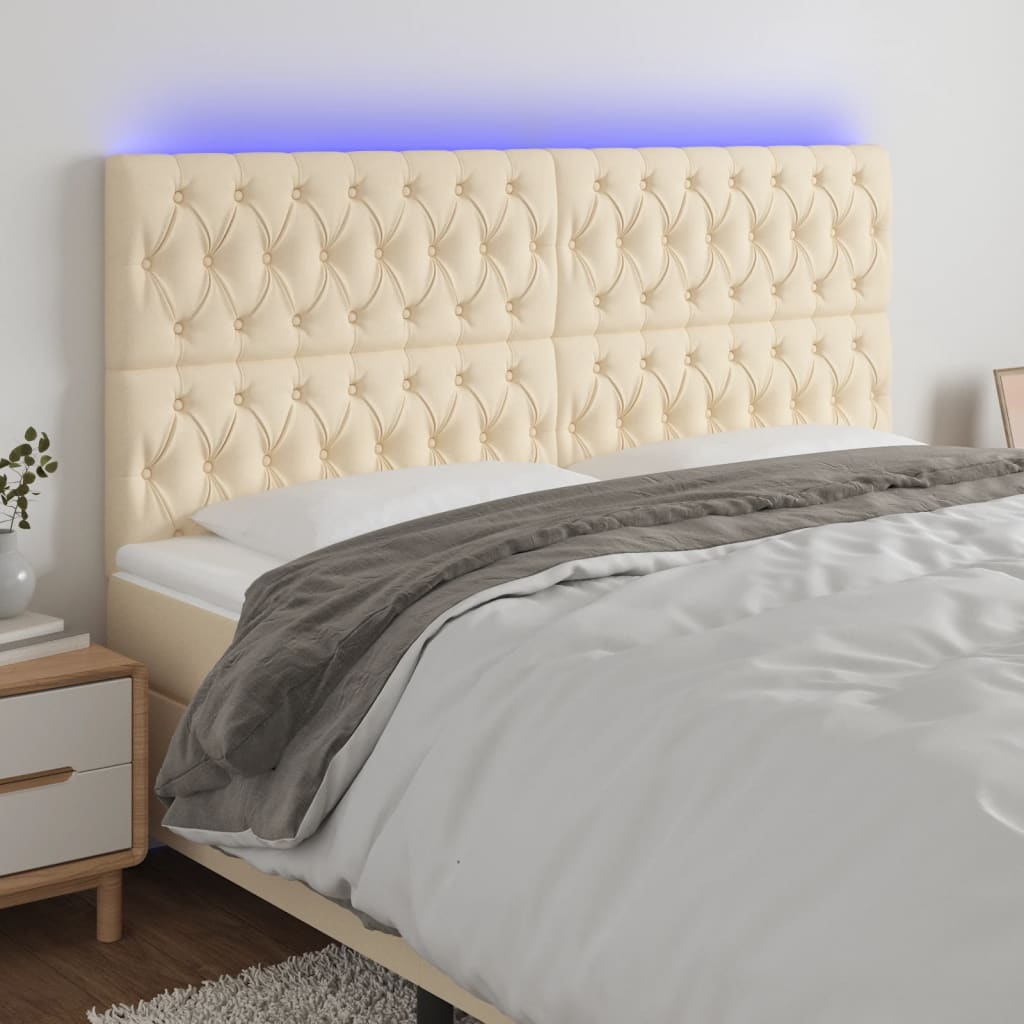 vidaXL Hoofdbord LED 80x7x78/88 cm stof lichtgrijs
