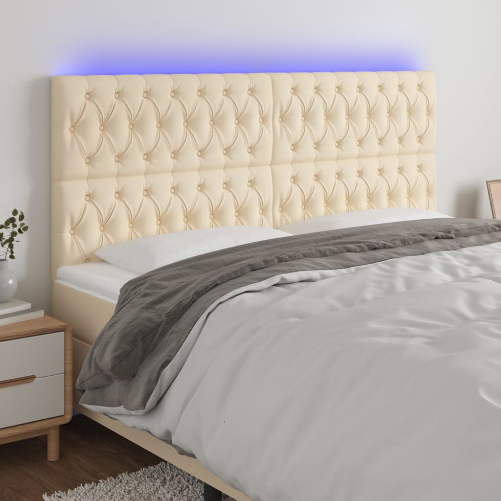 vidaXL Hoofdbord LED 80x7x78/88 cm stof lichtgrijs