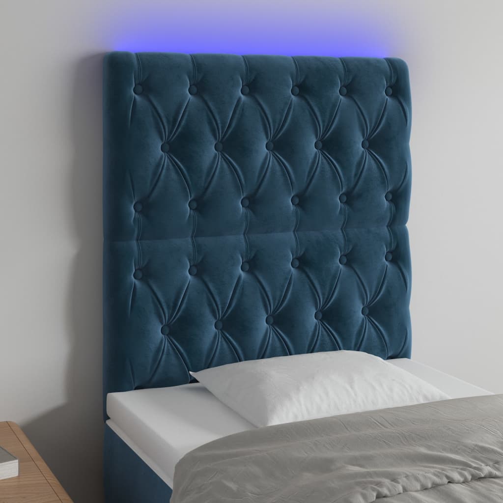 vidaXL Hoofdbord LED 80x7x78/88 cm fluweel lichtgrijs