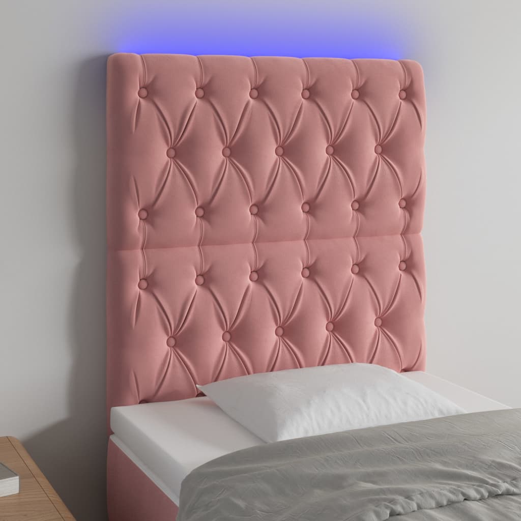 vidaXL Hoofdbord LED 80x7x78/88 cm fluweel lichtgrijs