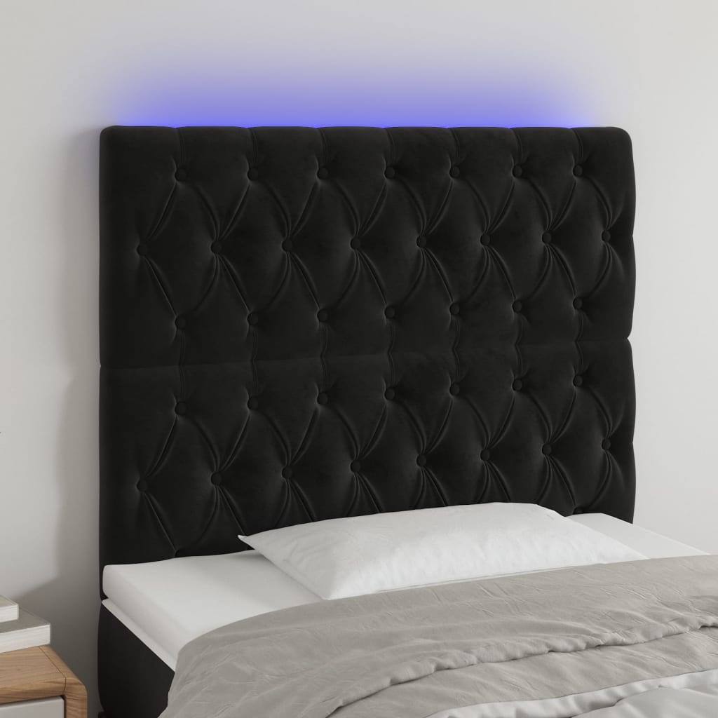 vidaXL Hoofdbord LED 80x7x78/88 cm fluweel lichtgrijs