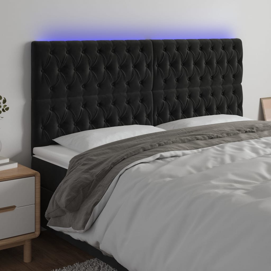 vidaXL Hoofdbord LED 80x7x78/88 cm fluweel lichtgrijs