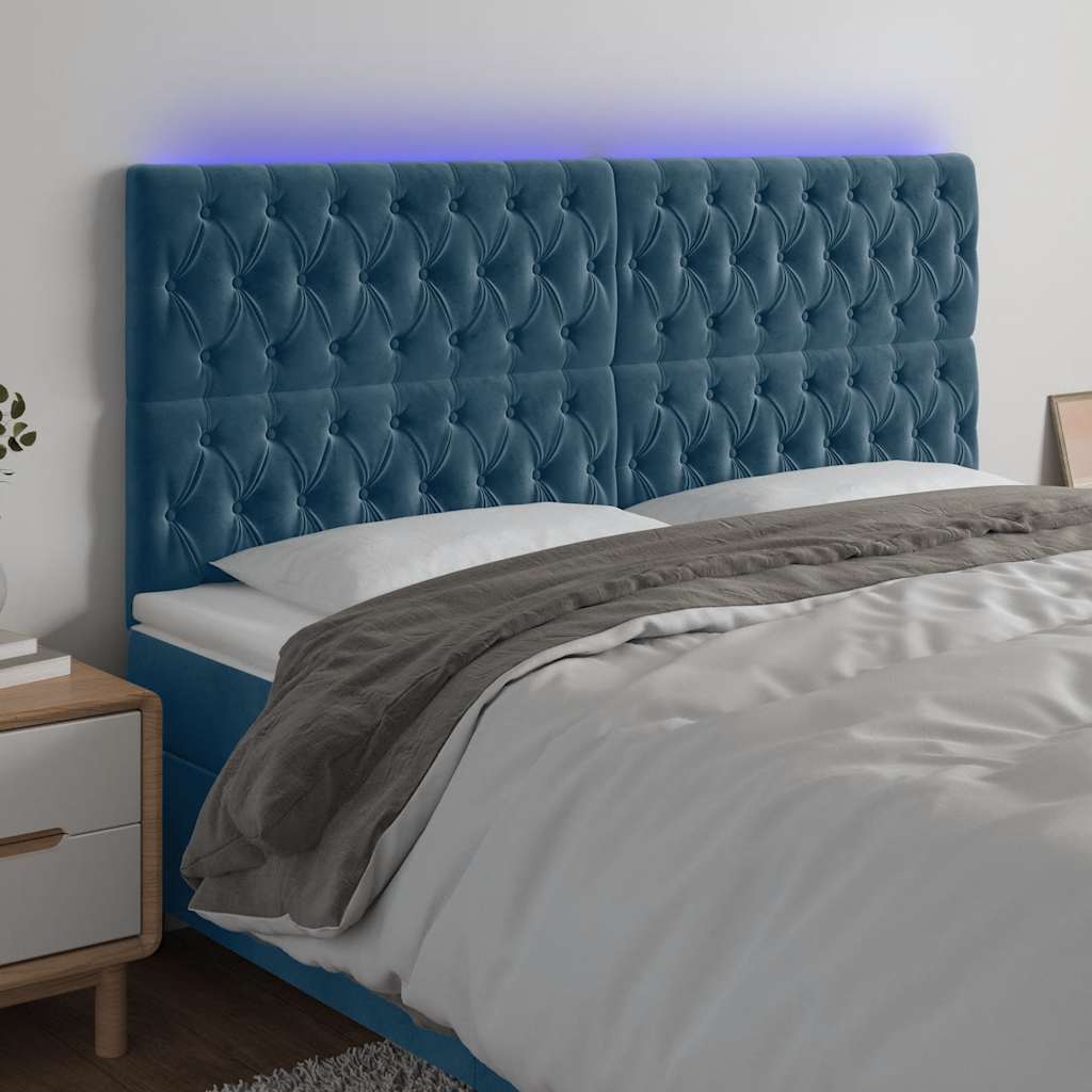 vidaXL Hoofdbord LED 80x7x78/88 cm fluweel lichtgrijs