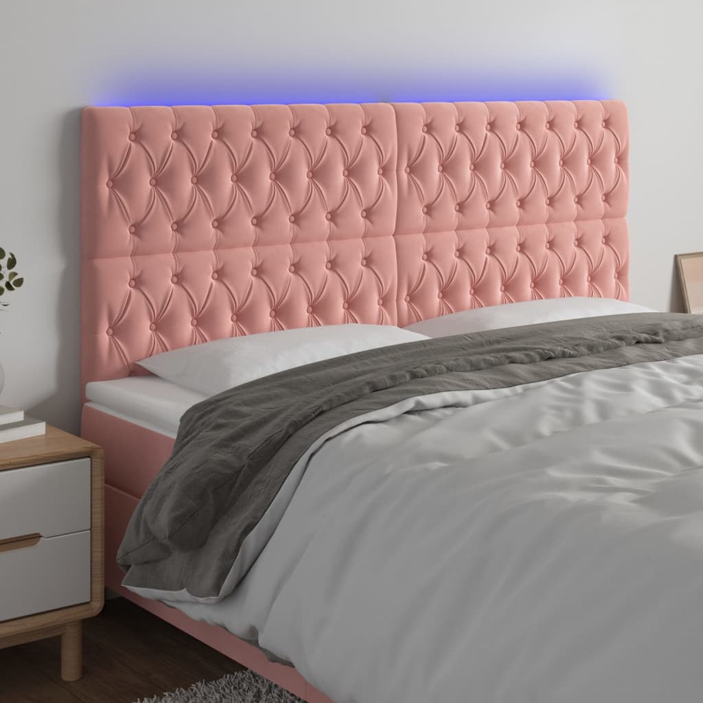 vidaXL Hoofdbord LED 80x7x78/88 cm fluweel lichtgrijs
