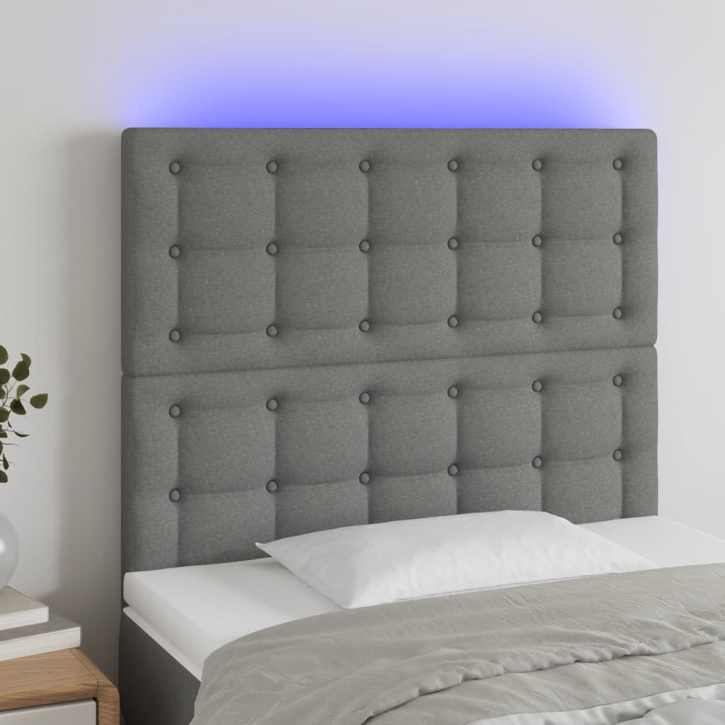 vidaXL Hoofdbord LED 80x5x78/88 cm stof lichtgrijs
