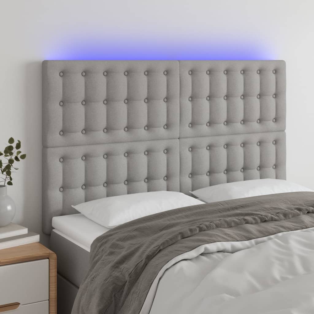 vidaXL Hoofdbord LED 80x5x78/88 cm stof lichtgrijs