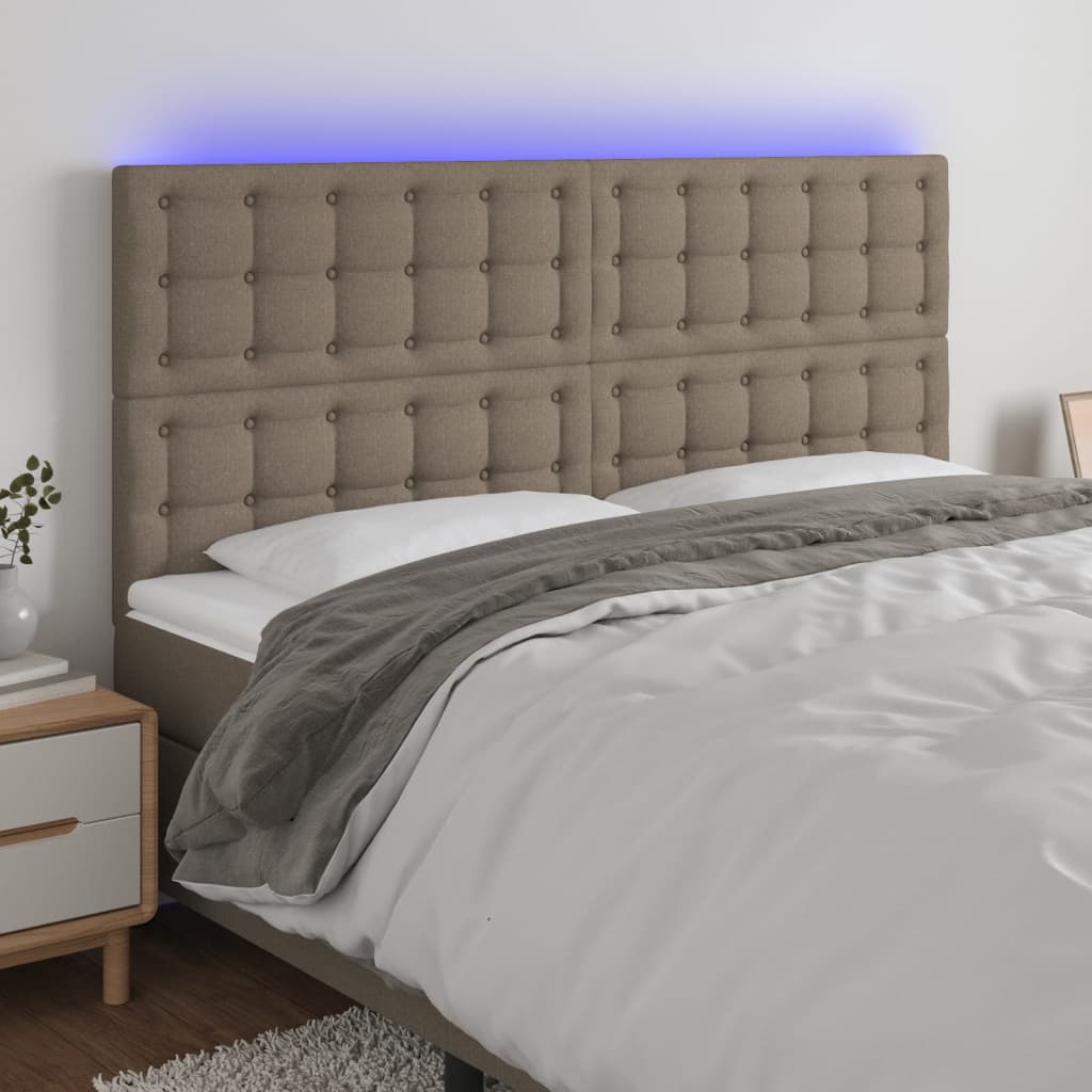 vidaXL Hoofdbord LED 80x5x78/88 cm stof lichtgrijs