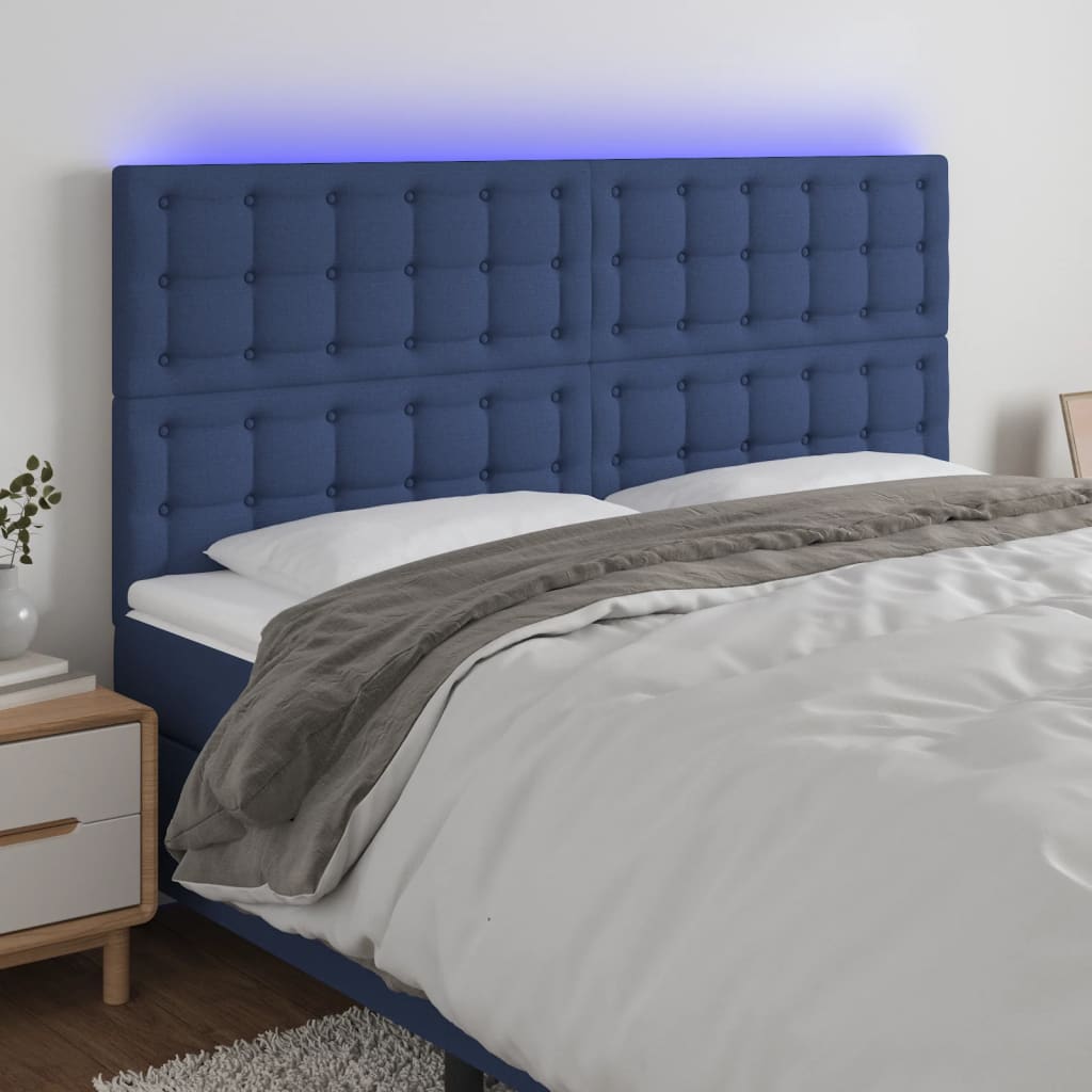 vidaXL Hoofdbord LED 80x5x78/88 cm stof lichtgrijs