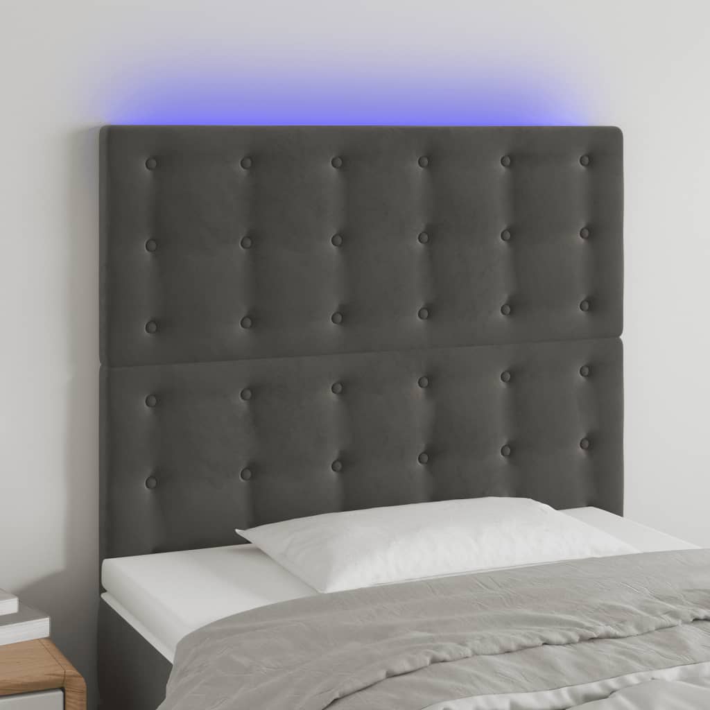 vidaXL Hoofdbord LED 80x5x78/88 cm fluweel lichtgrijs