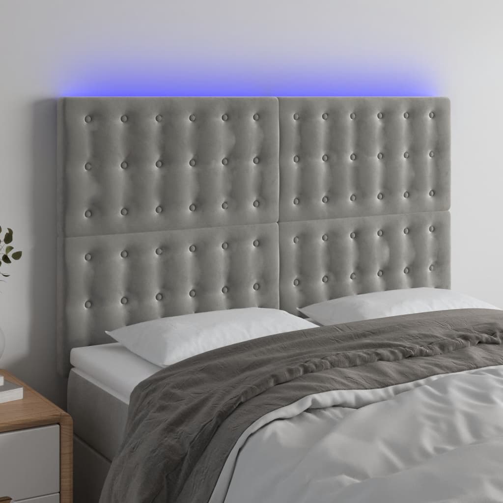 vidaXL Hoofdbord LED 80x5x78/88 cm fluweel lichtgrijs