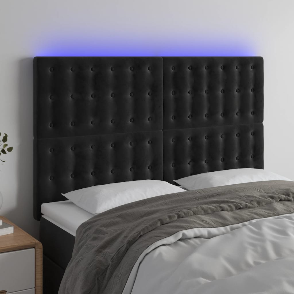 vidaXL Hoofdbord LED 80x5x78/88 cm fluweel lichtgrijs