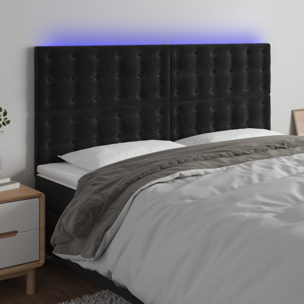 vidaXL Hoofdbord LED 80x5x78/88 cm fluweel lichtgrijs