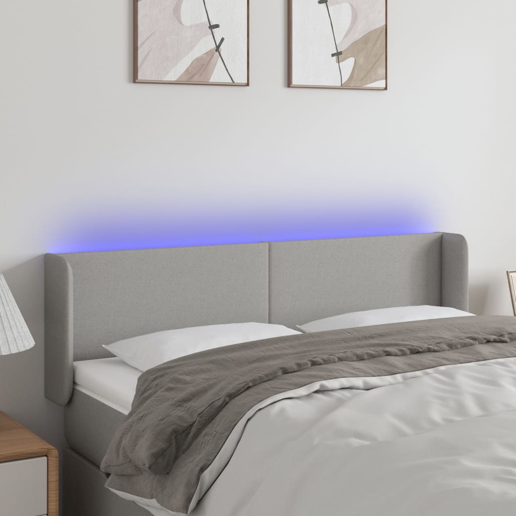 vidaXL Hoofdbord LED 83x16x78/88 cm stof lichtgrijs