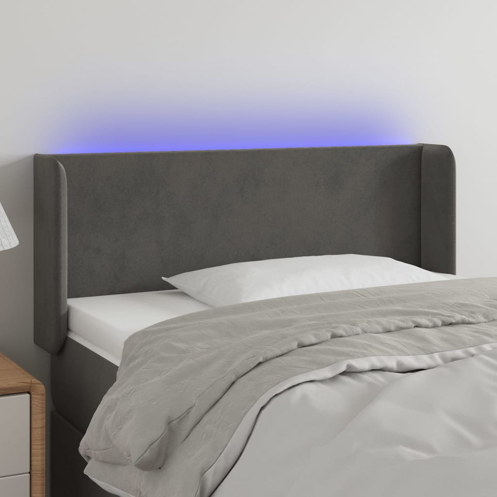 vidaXL Hoofdbord LED 83x16x78/88 cm fluweel lichtgrijs
