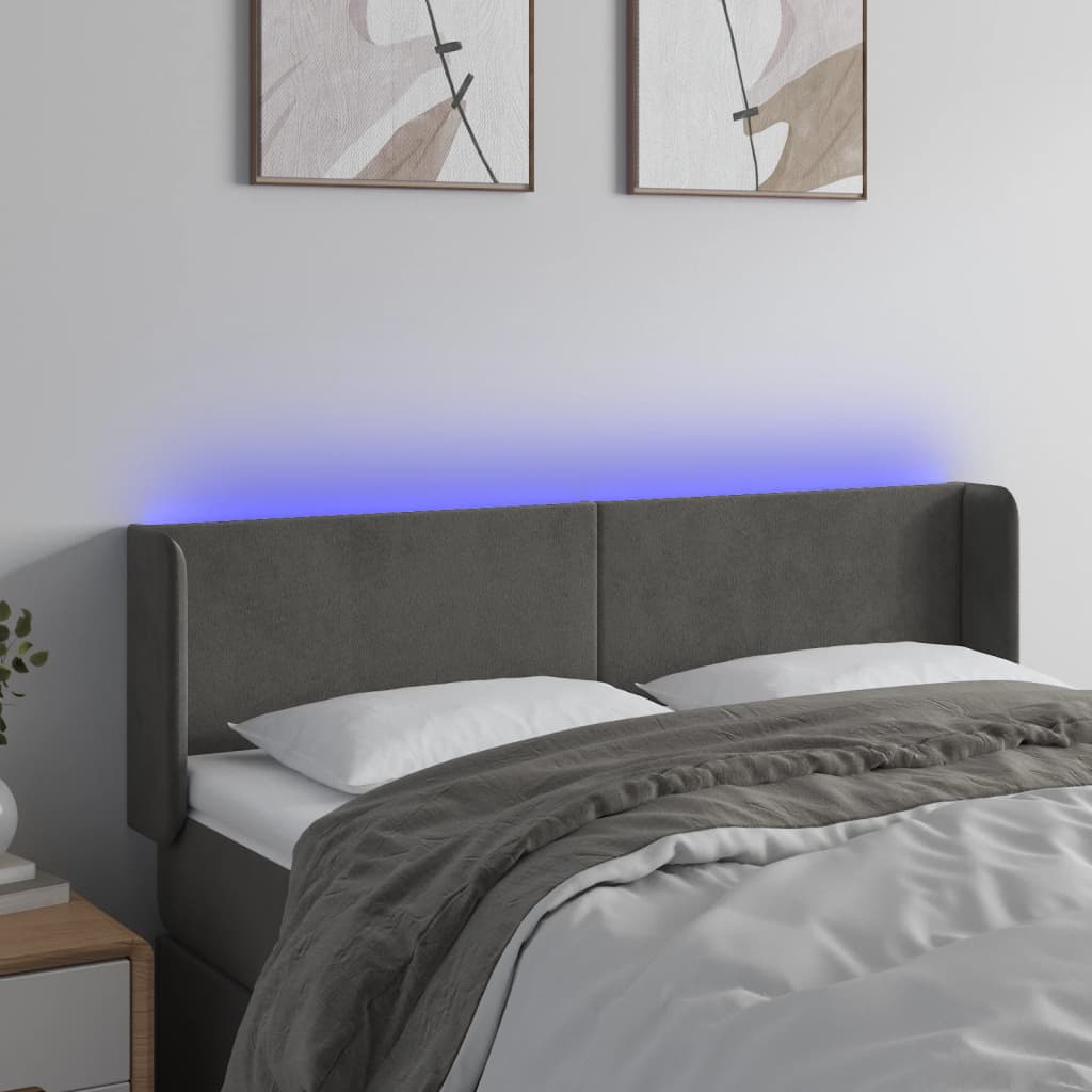 vidaXL Hoofdbord LED 83x16x78/88 cm fluweel lichtgrijs