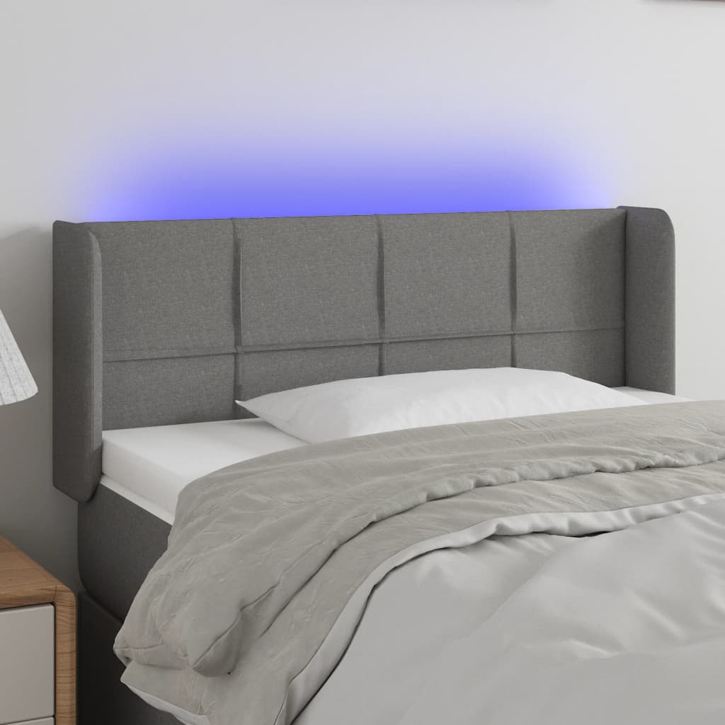 vidaXL Hoofdbord LED 83x16x78/88 cm stof lichtgrijs