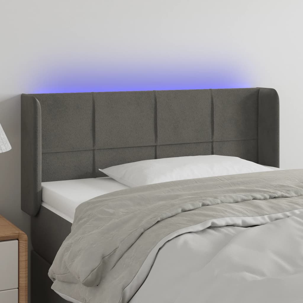 vidaXL Hoofdbord LED 83x16x78/88 cm fluweel lichtgrijs
