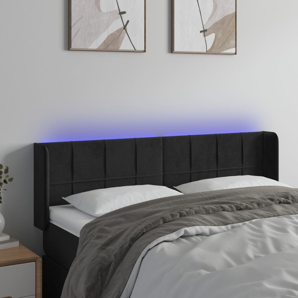 vidaXL Hoofdbord LED 83x16x78/88 cm fluweel lichtgrijs