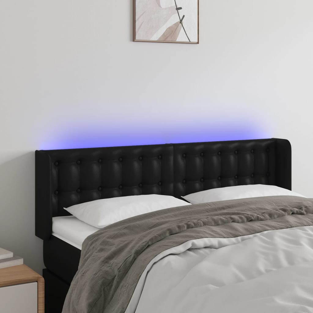 vidaXL Hoofdbord LED 83x16x78/88 cm kunstleer zwart