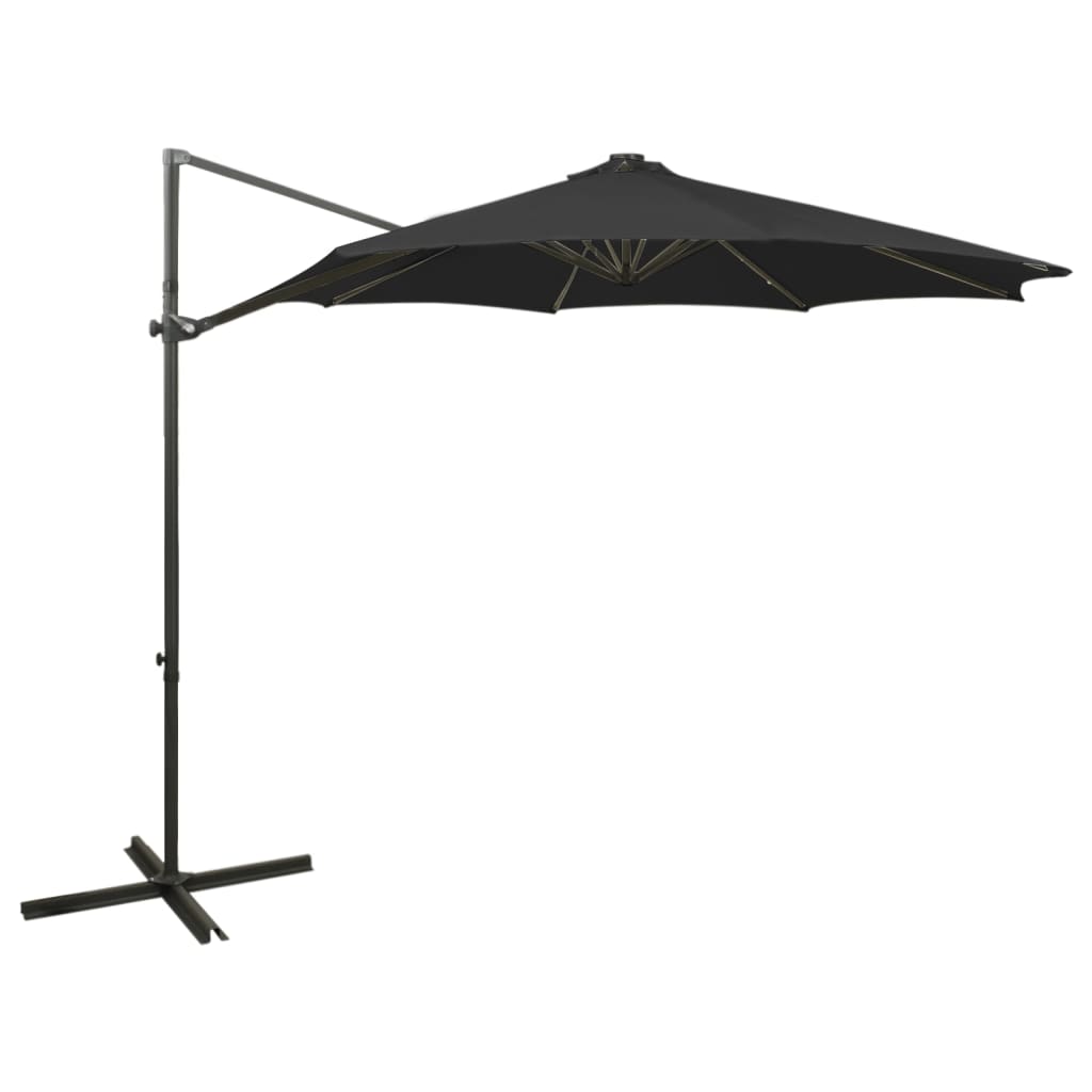 vidaXL Zweefparasol met paal en LED-verlichting 300 cm zandkleurig