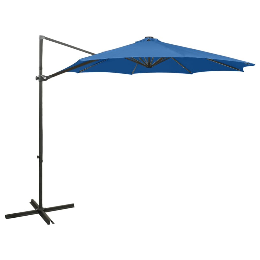 vidaXL Zweefparasol met paal en LED-verlichting 300 cm zandkleurig