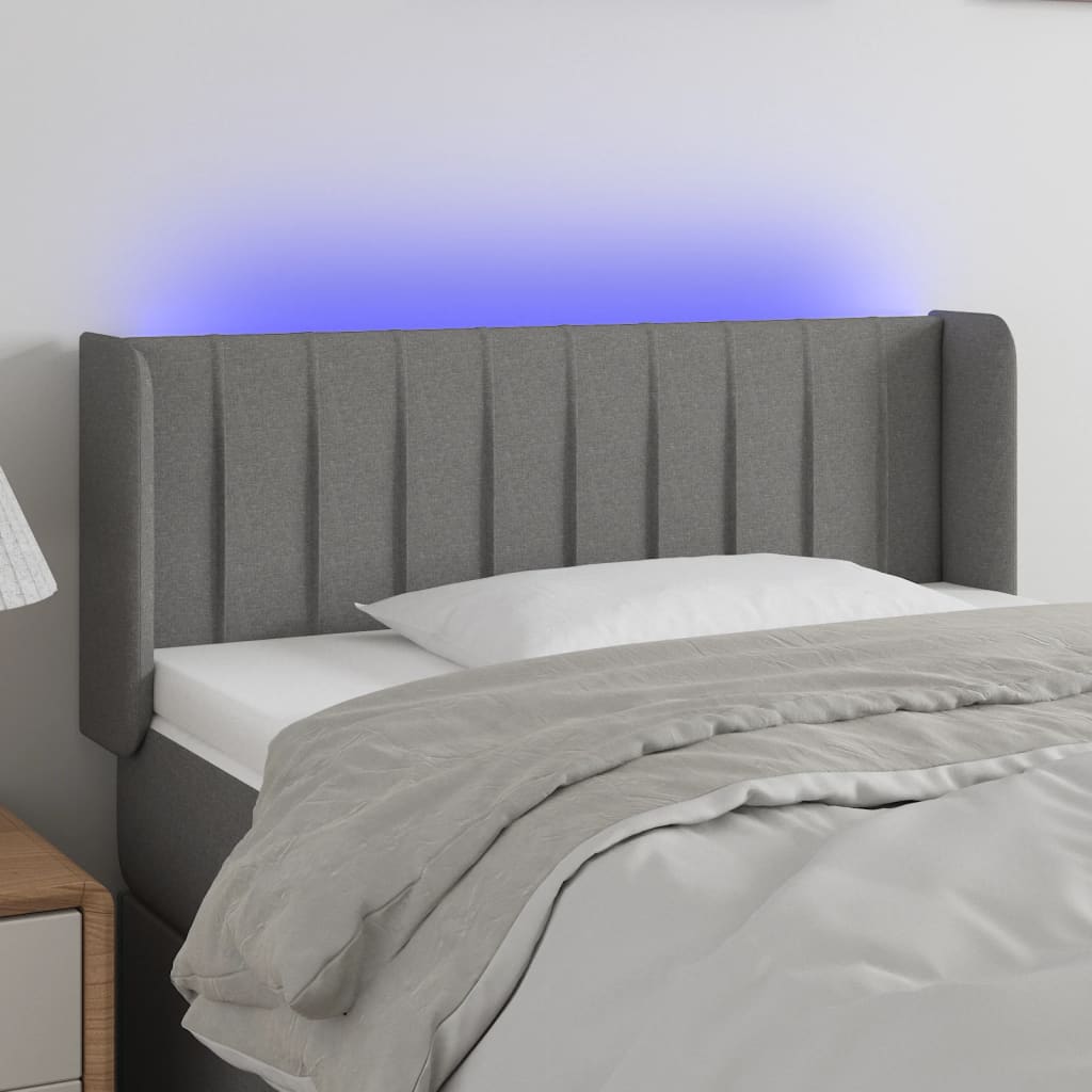 vidaXL Hoofdbord LED 83x16x78/88 cm stof lichtgrijs