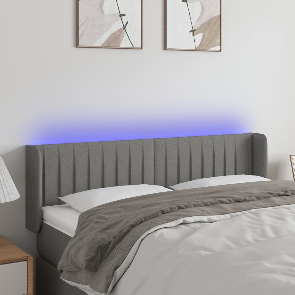 vidaXL Hoofdbord LED 83x16x78/88 cm stof lichtgrijs