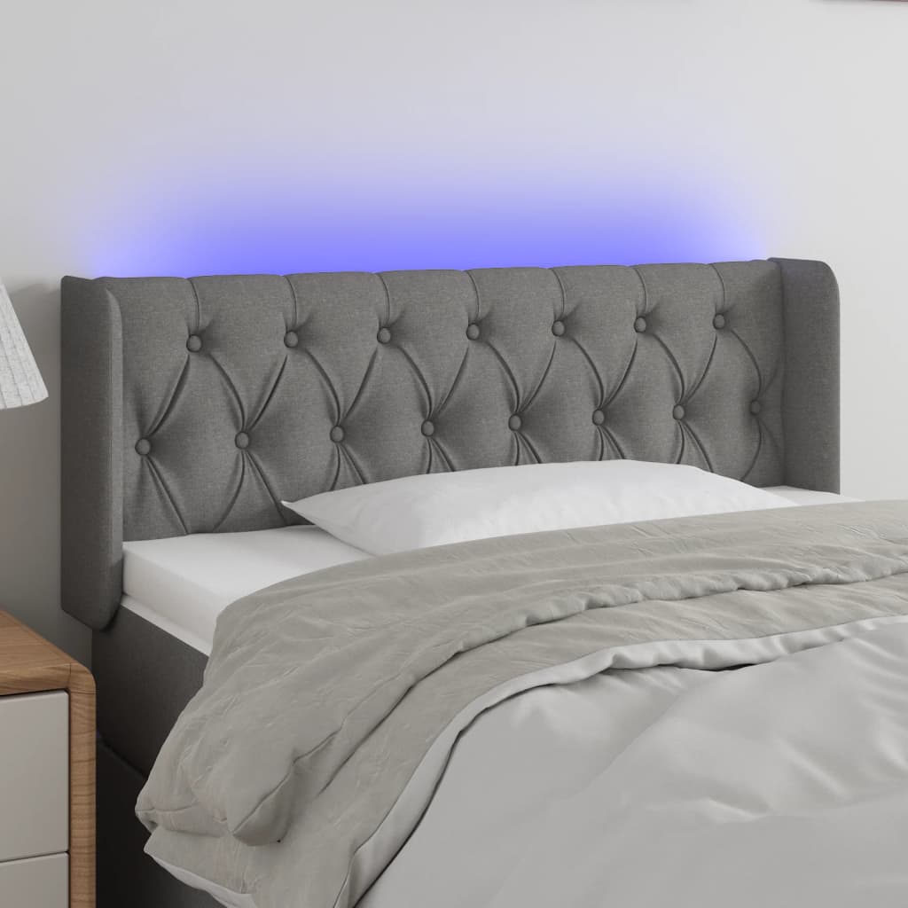 vidaXL Hoofdbord LED 83x16x78/88 cm stof lichtgrijs
